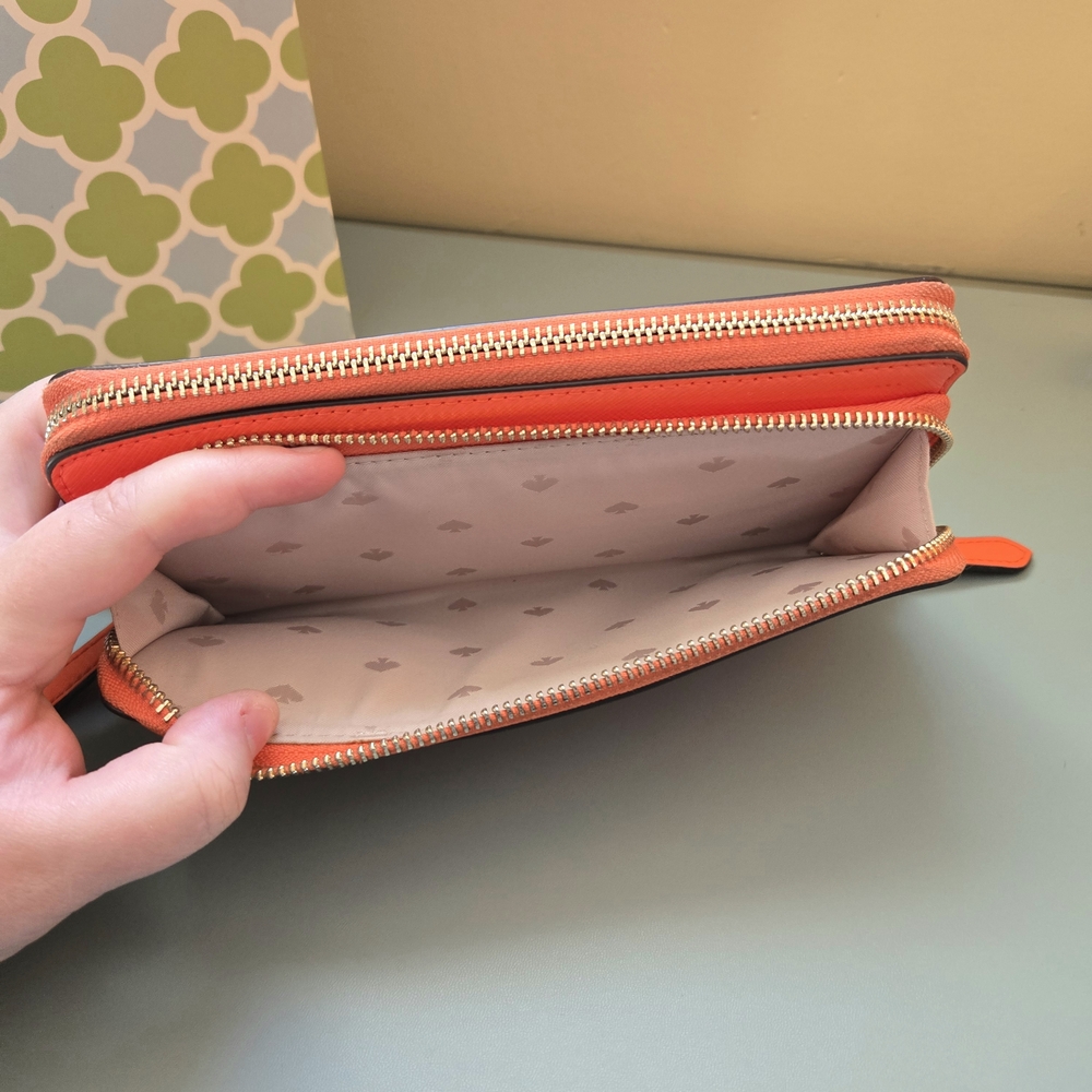KATE SPADE Grove Street Anita Double Zip Wristlet Wallet in Orange - Picture 7 of 14